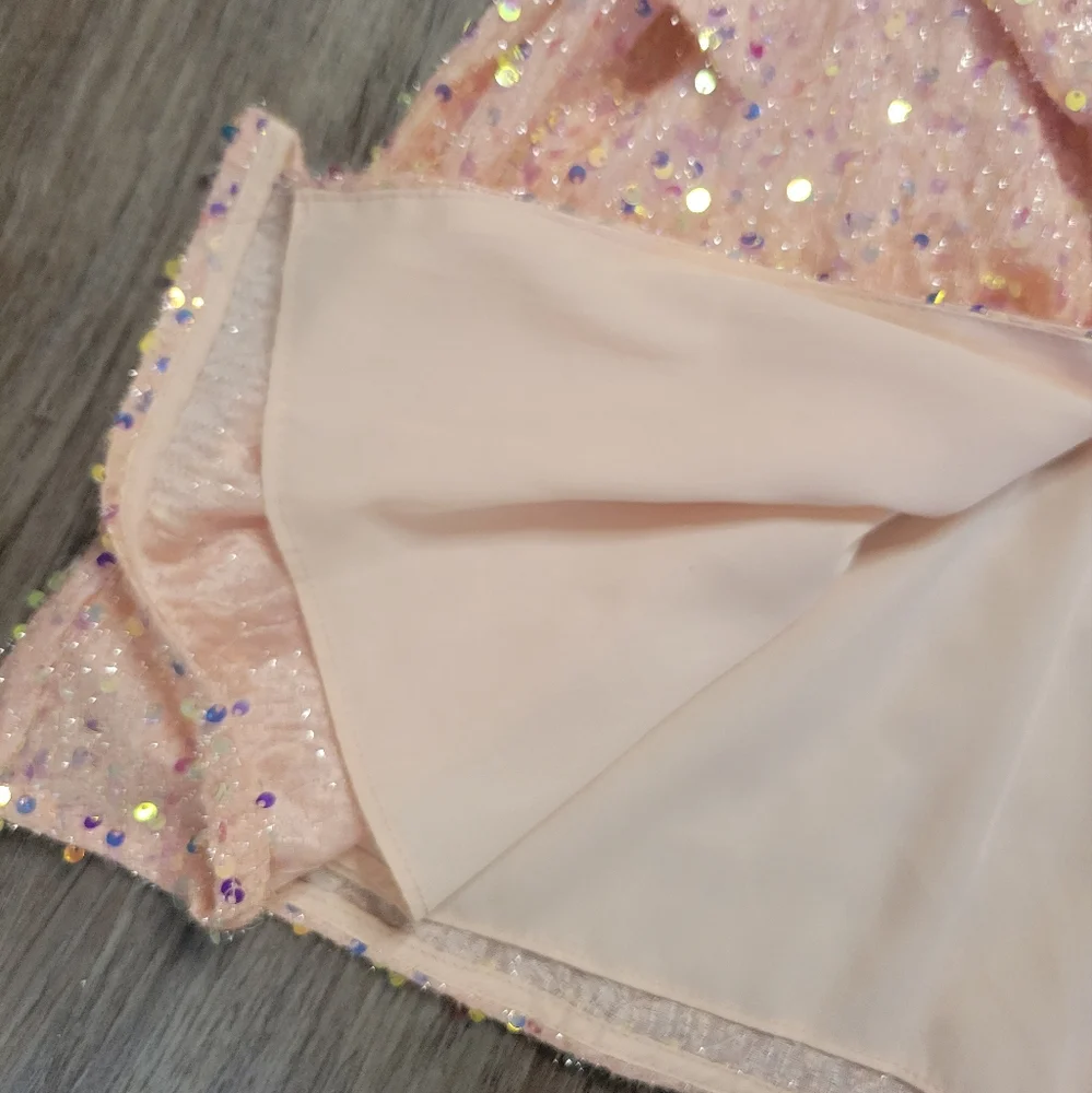 Buddy Love Adeline Baby Pink Sequin Wrap Mini Dress Party Homecoming Formal S